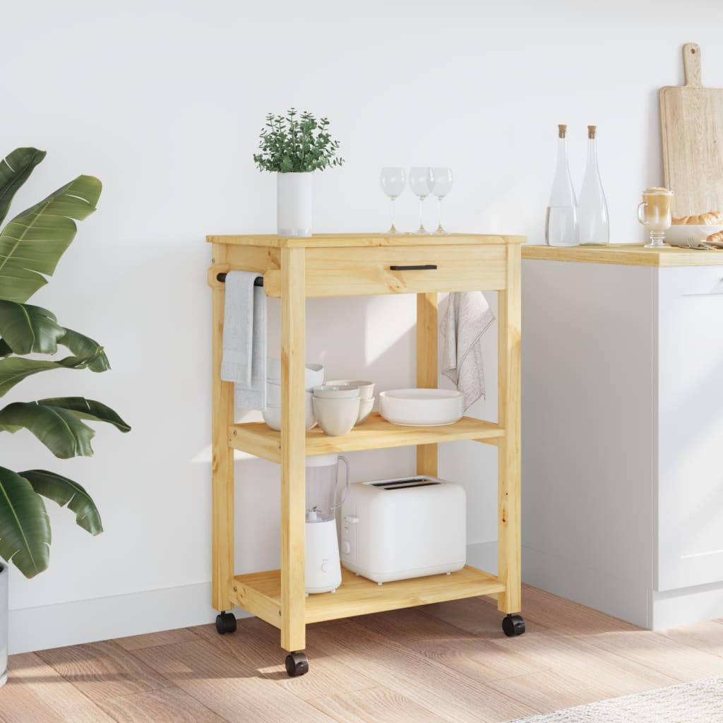 vidaXL Kitchen Trolley MONZA 60x40x90 cm Solid Wood Pine