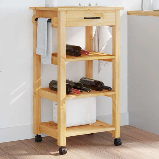 vidaXL Kitchen Trolley MONZA 48x40x90 cm Solid Wood Pine