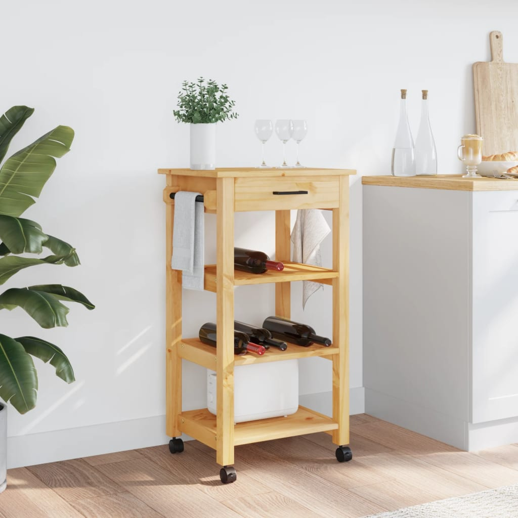 vidaXL Kitchen Trolley MONZA 48x40x90 cm Solid Wood Pine