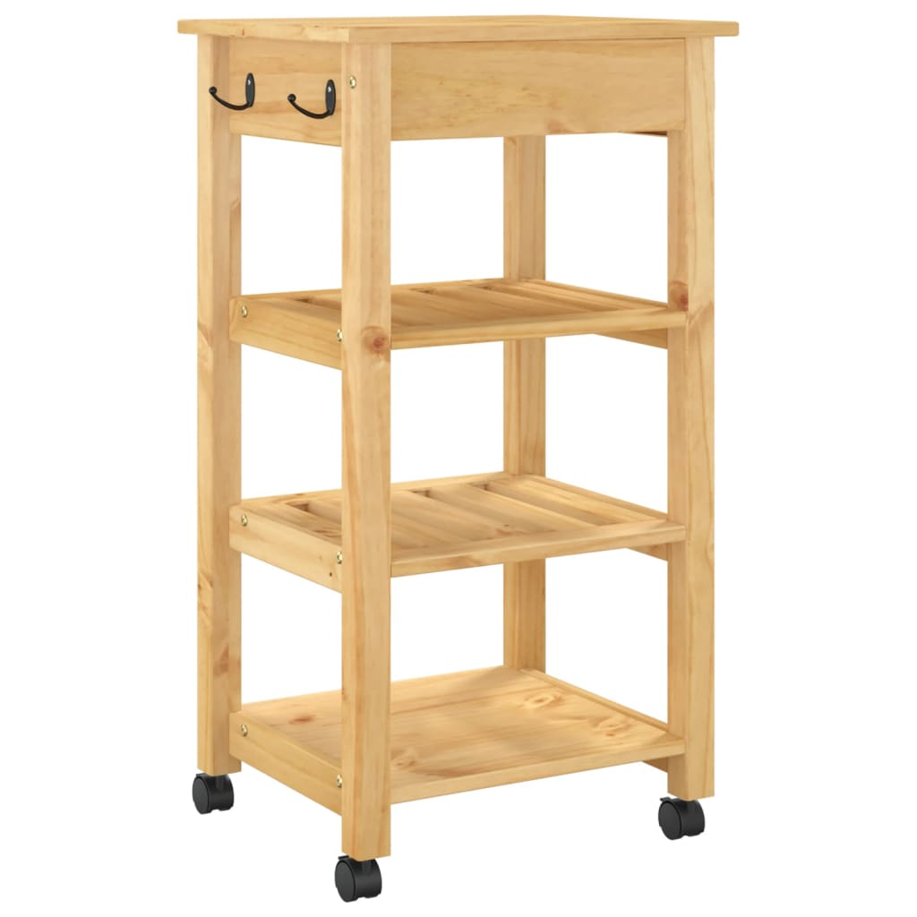 vidaXL Kitchen Trolley MONZA 48x40x90 cm Solid Wood Pine