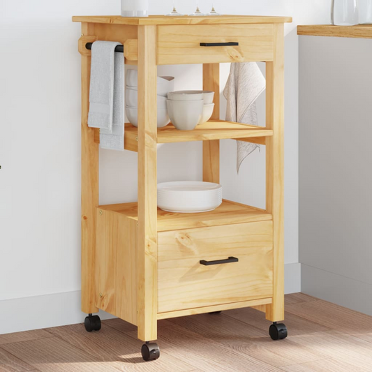 vidaXL Kitchen Trolley MONZA 48x40x90 cm Solid Wood Pine