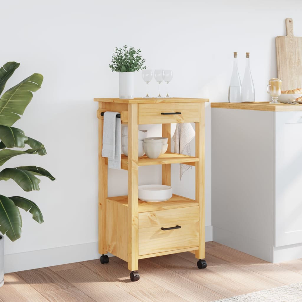 vidaXL Kitchen Trolley MONZA 48x40x90 cm Solid Wood Pine