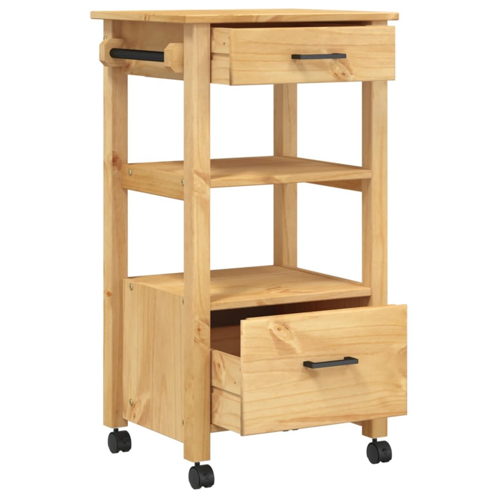 vidaXL Kitchen Trolley MONZA 48x40x90 cm Solid Wood Pine