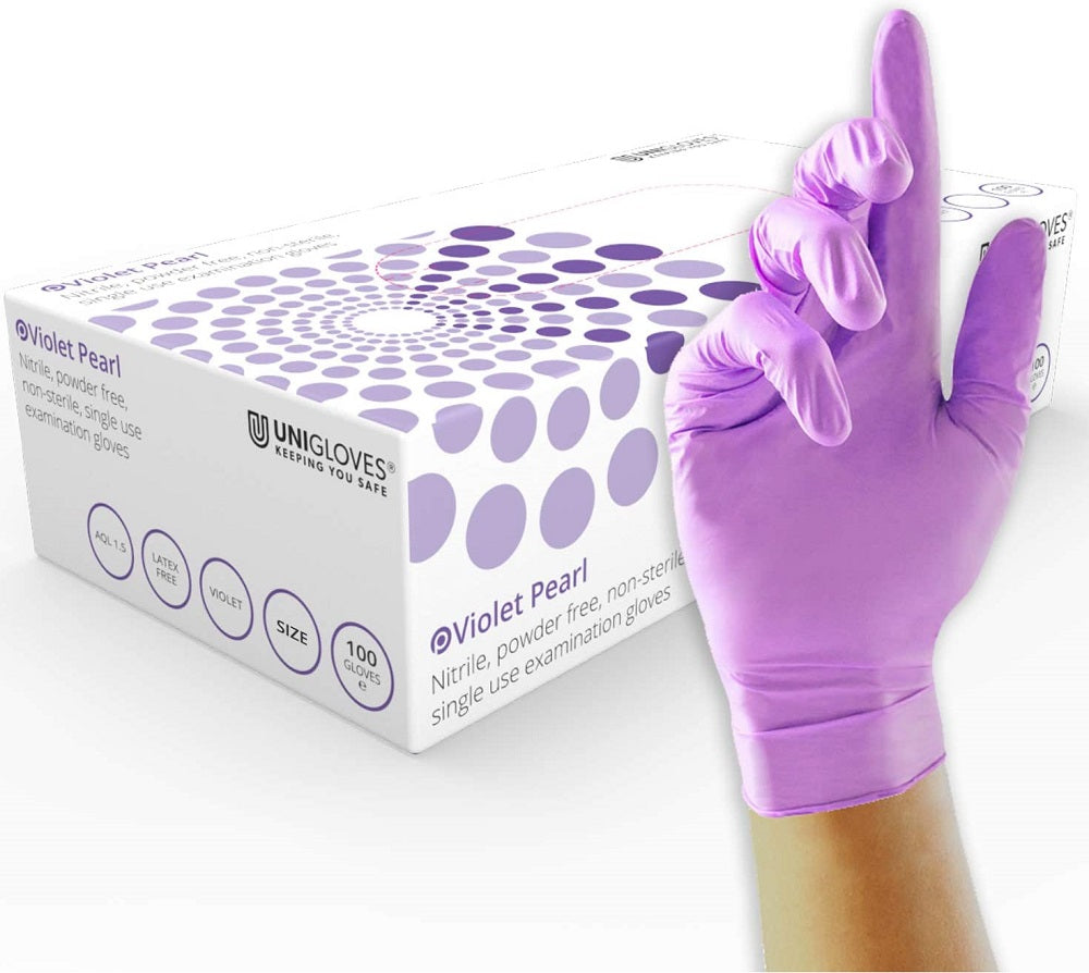 Disposable Nitrile Gloves Powder Latex Free, Violet Pearl