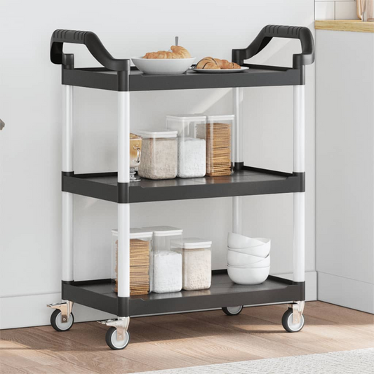 vidaXL 3-Tier Trolley Black 81x41x92 cm Aluminium