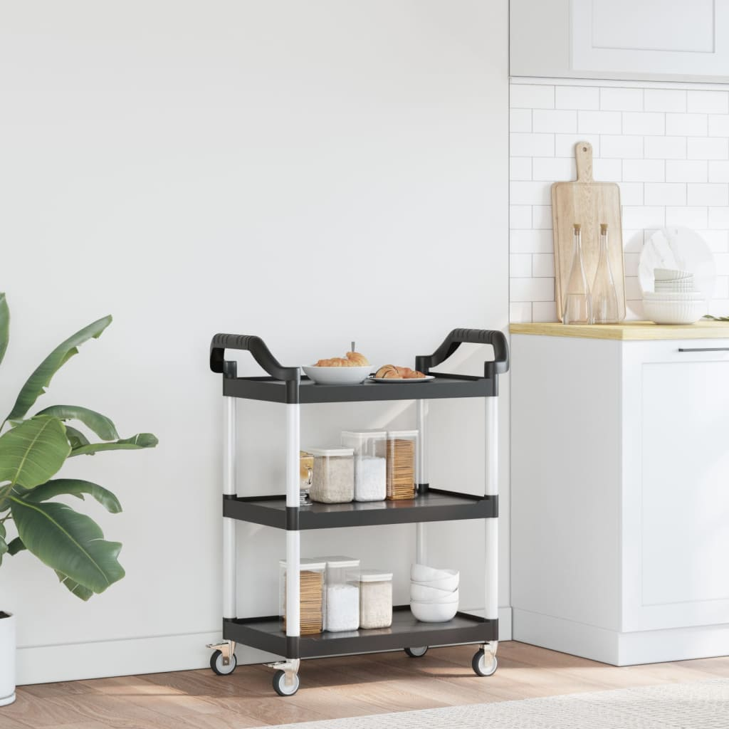 vidaXL 3-Tier Trolley Black 81x41x92 cm Aluminium