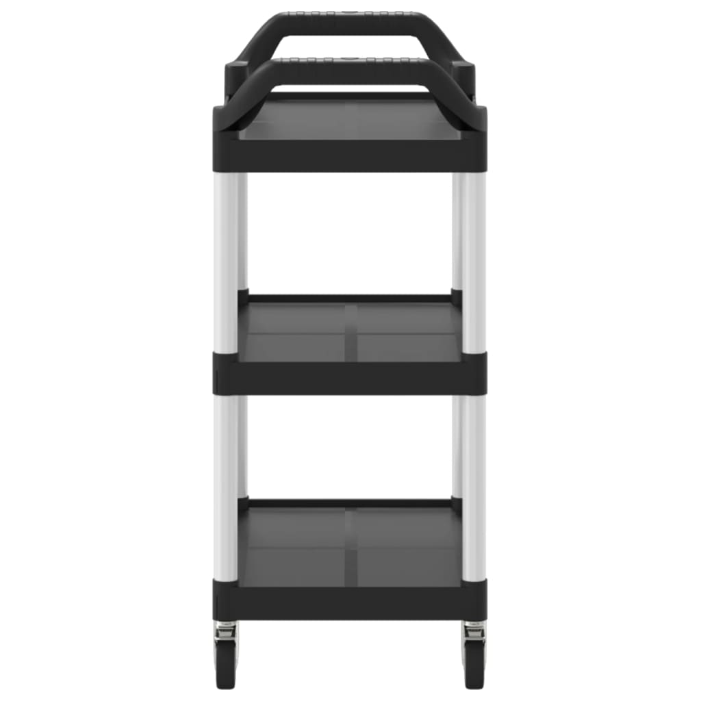 vidaXL 3-Tier Trolley Black 81x41x92 cm Aluminium