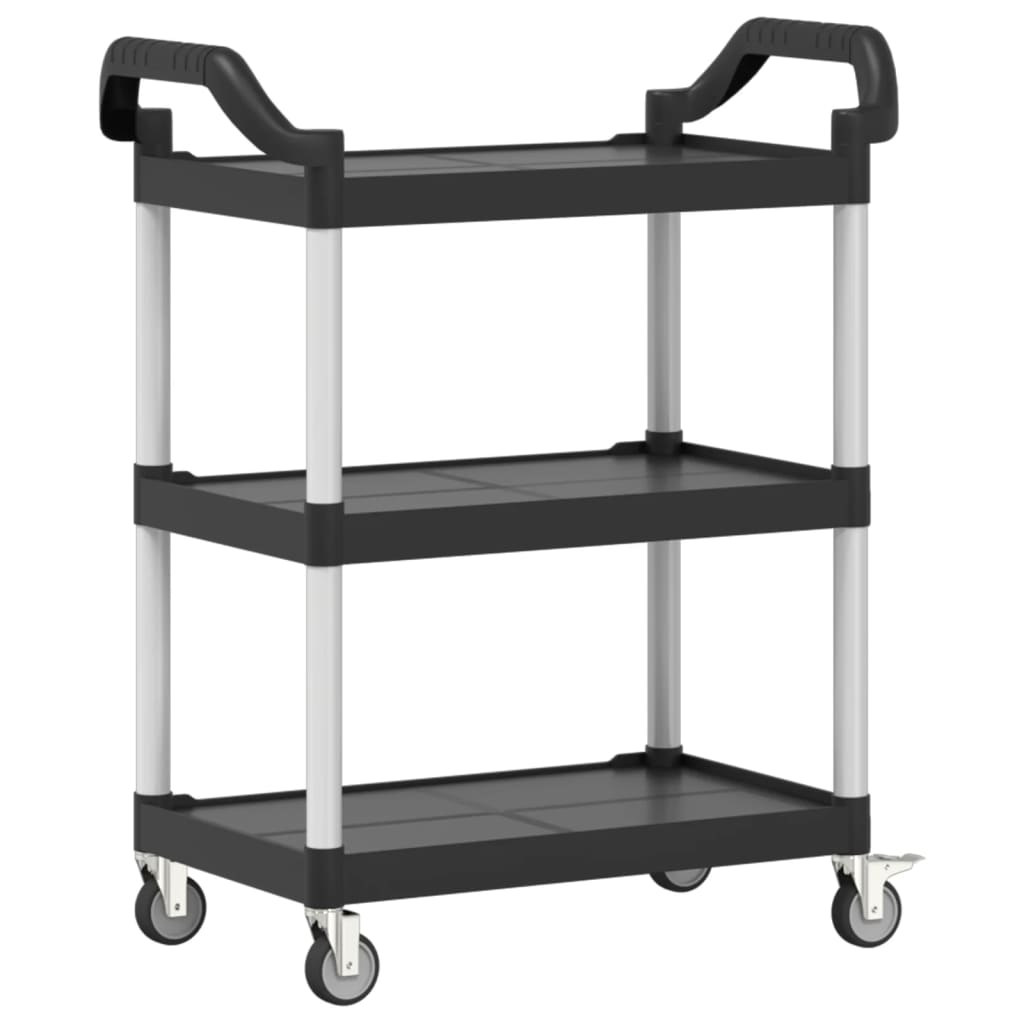 vidaXL 3-Tier Trolley Black 81x41x92 cm Aluminium