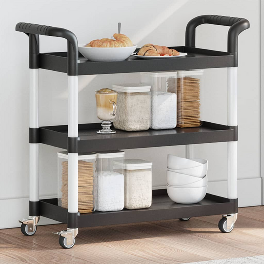 vidaXL 3-Tier Trolley Black 77x34x72 cm Aluminium