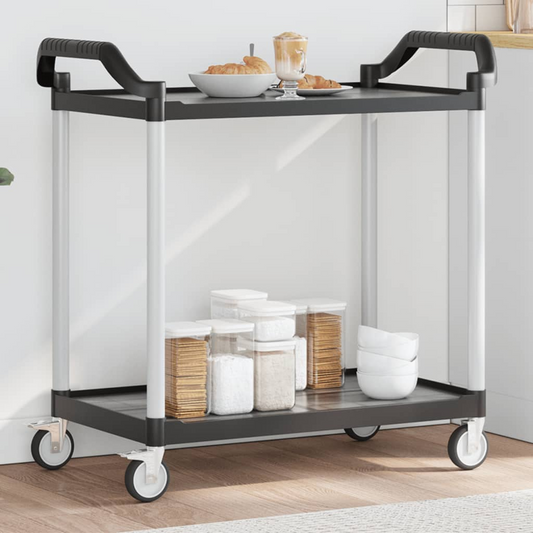 vidaXL 2-Tier Trolley Black 99x50x97 cm Aluminium