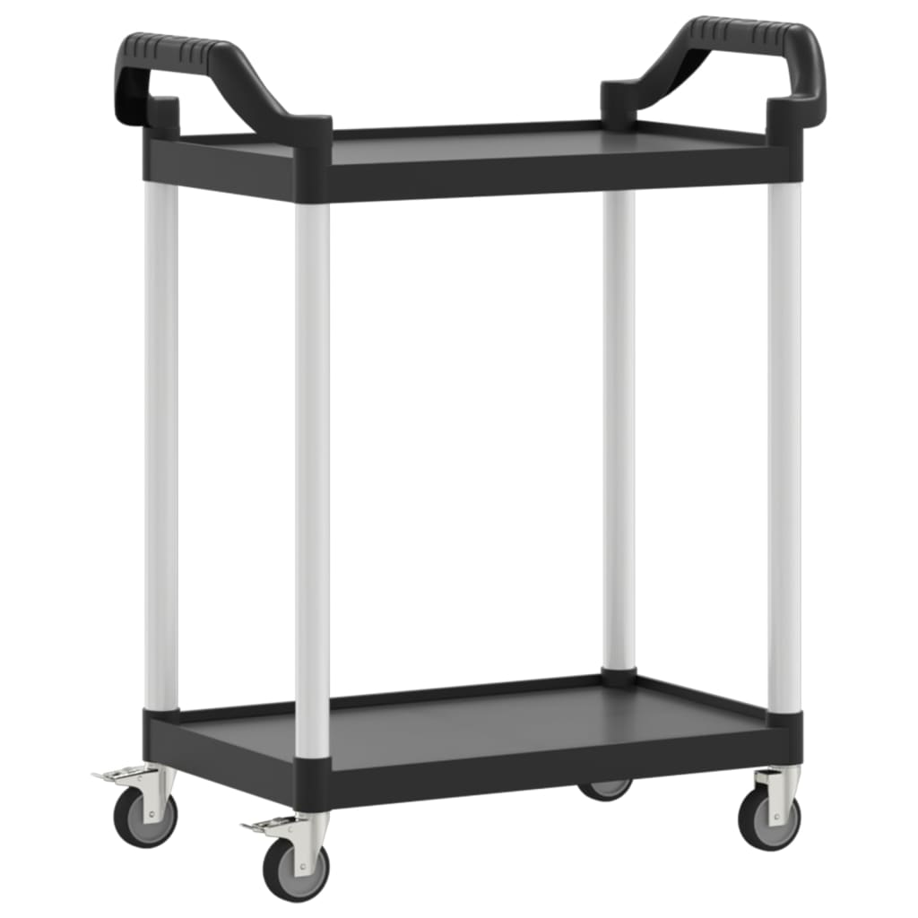 vidaXL 2-Tier Trolley Black 81x41x92 cm Aluminium