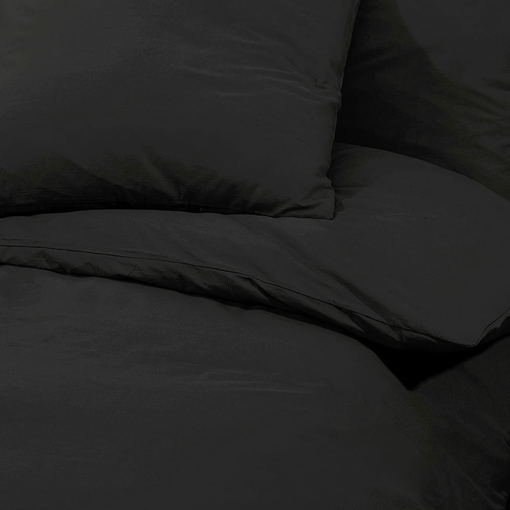 vidaXL Duvet Cover Set Black 155x220 cm Light-weight Microfiber