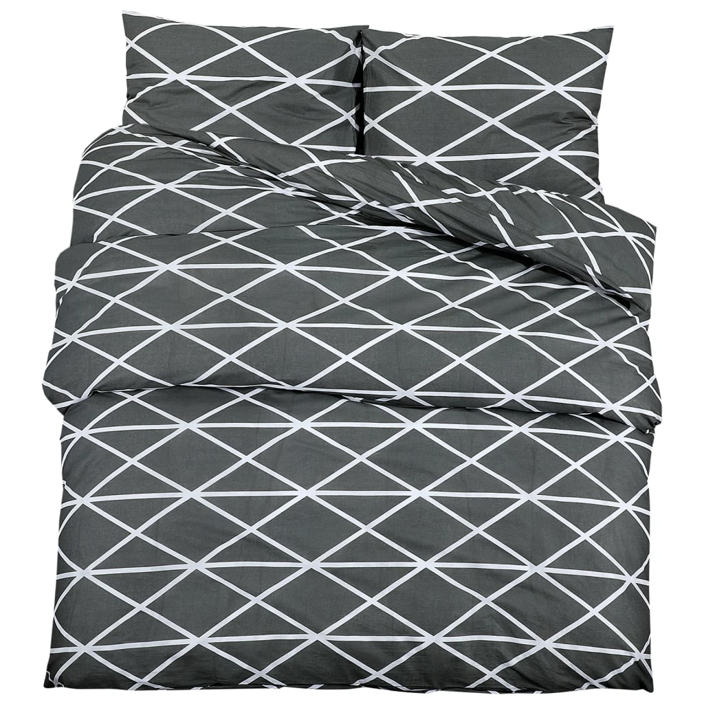 vidaXL Duvet Cover Set Grey 135x200 cm Cotton