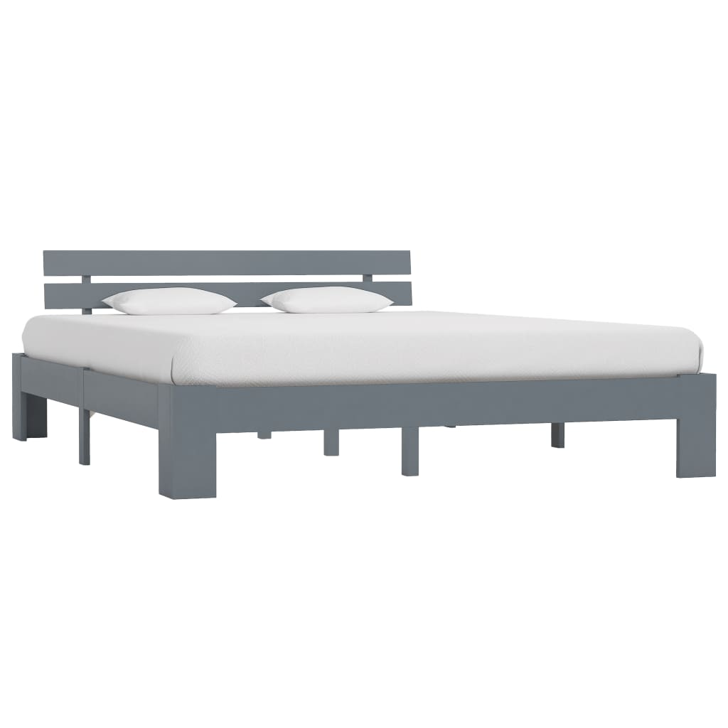 vidaXL Bed Frame Grey Solid Pine Wood 160x200 cm