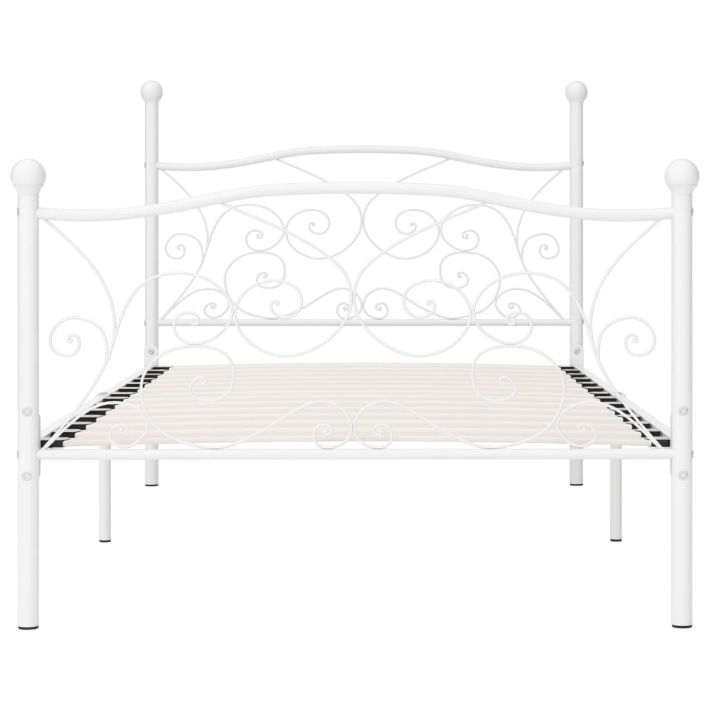 vidaXL Bed Frame with Slatted Base White Metal 100x200 cm