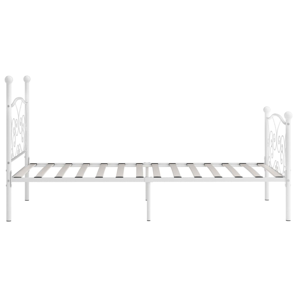 vidaXL Bed Frame with Slatted Base White Metal 100x200 cm