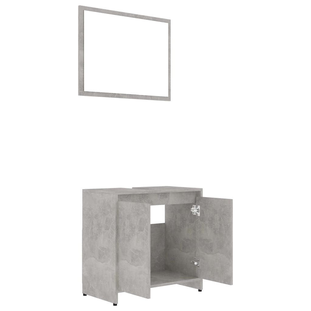 vidaXL 3 Piece Bathroom Furniture Set Concrete Grey Engineered Wood