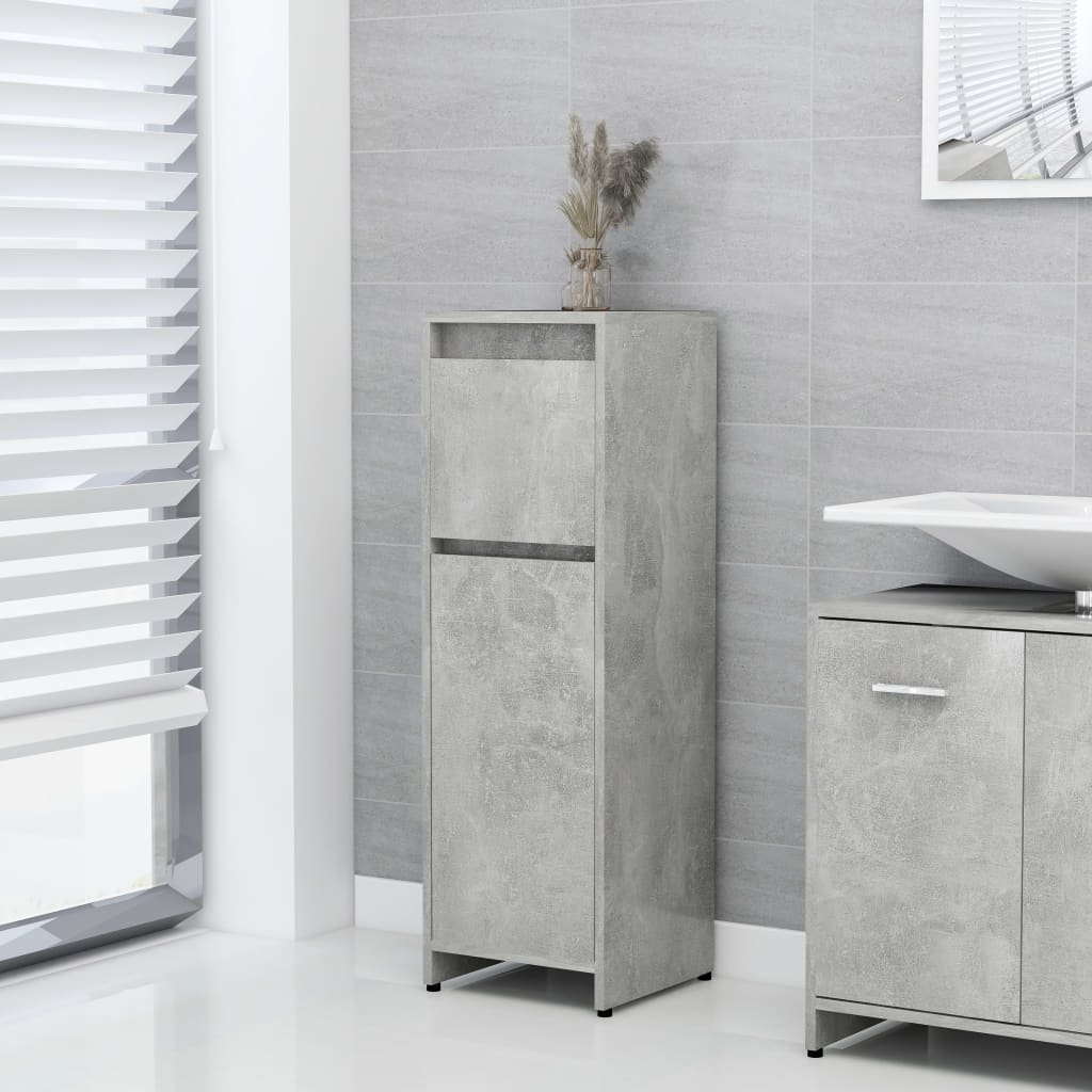 vidaXL 3 Piece Bathroom Furniture Set Concrete Grey Engineered Wood