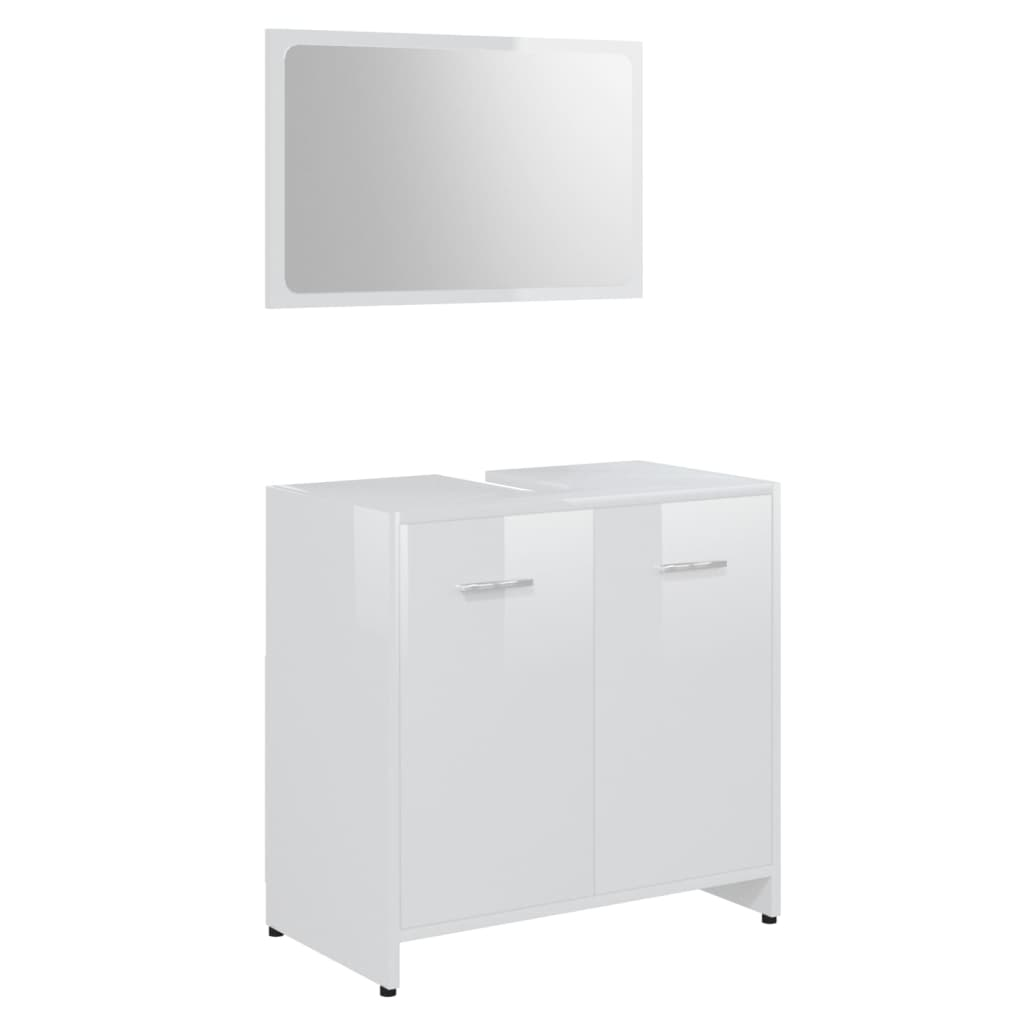 vidaXL 3 Piece Bathroom Furniture Set High Gloss White Engineered Wood