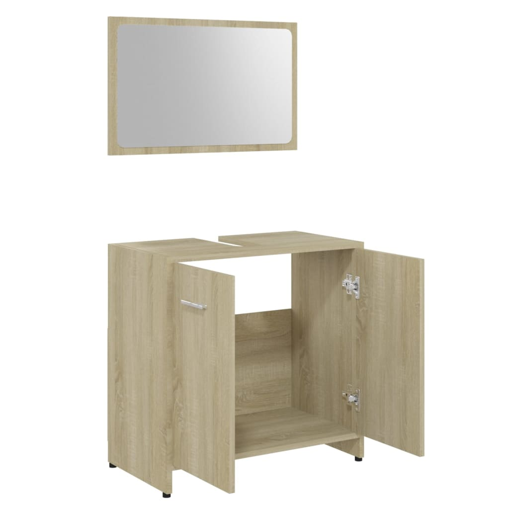 vidaXL 3 Piece Bathroom Furniture Set Sonoma Oak Engineered Wood