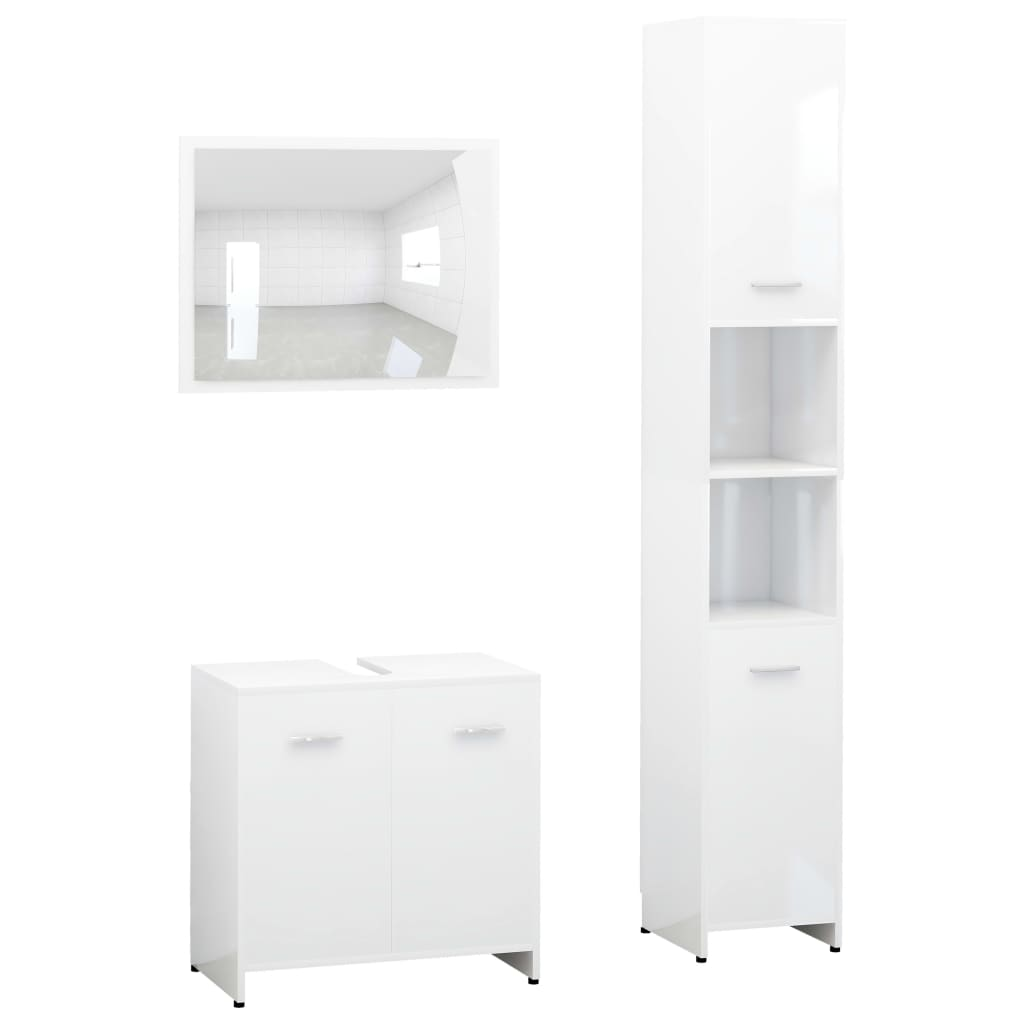 vidaXL 3 Piece Bathroom Furniture Set White Engineered Wood