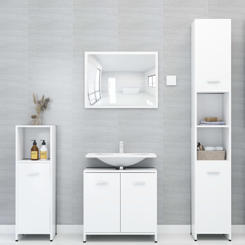 vidaXL 3 Piece Bathroom Furniture Set White Engineered Wood