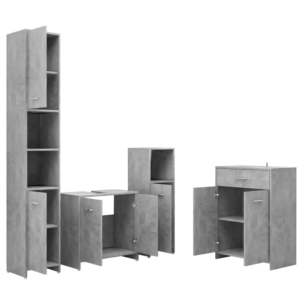 vidaXL 4 Piece Bathroom Furniture Set Concrete Grey