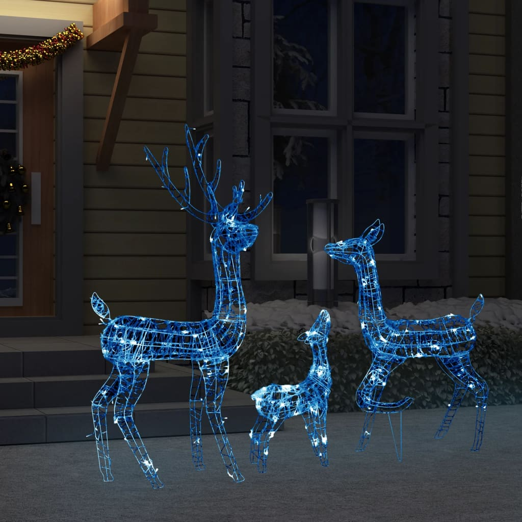 vidaXL Acrylic Reindeer Family Christmas Decoration 300 LED Blue