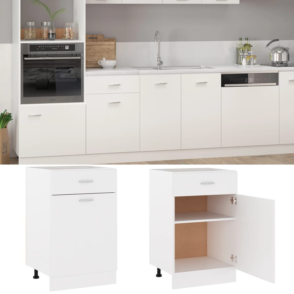 vidaXL Drawer Bottom Cabinet White 50x46x81.5 cm Engineered Wood