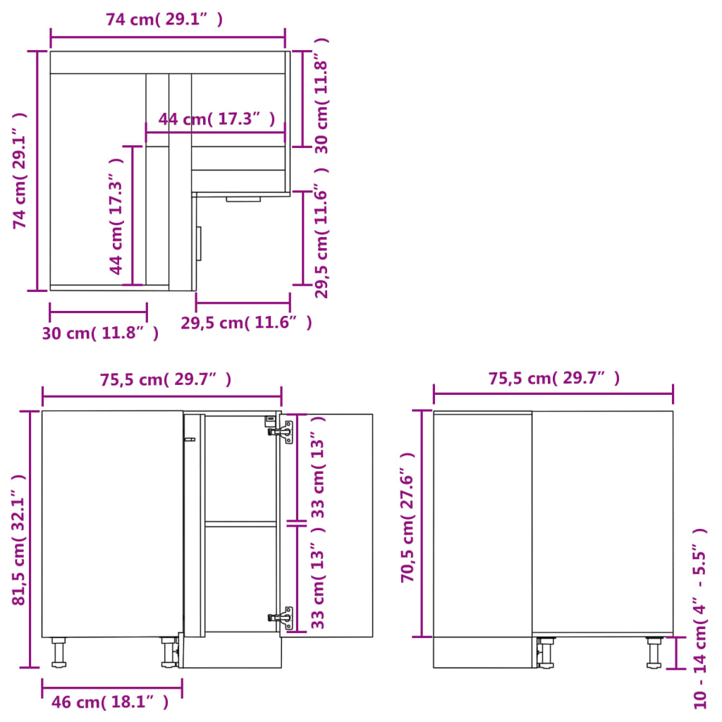 vidaXL Kitchen Cabinet Grey Sonoma 75.5x75.5x81.5 cm Engineered Wood