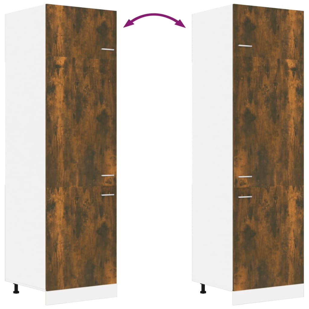 vidaXL Refrigerator Cabinet Smoked Oak 60x57x207 cm Engineered Wood