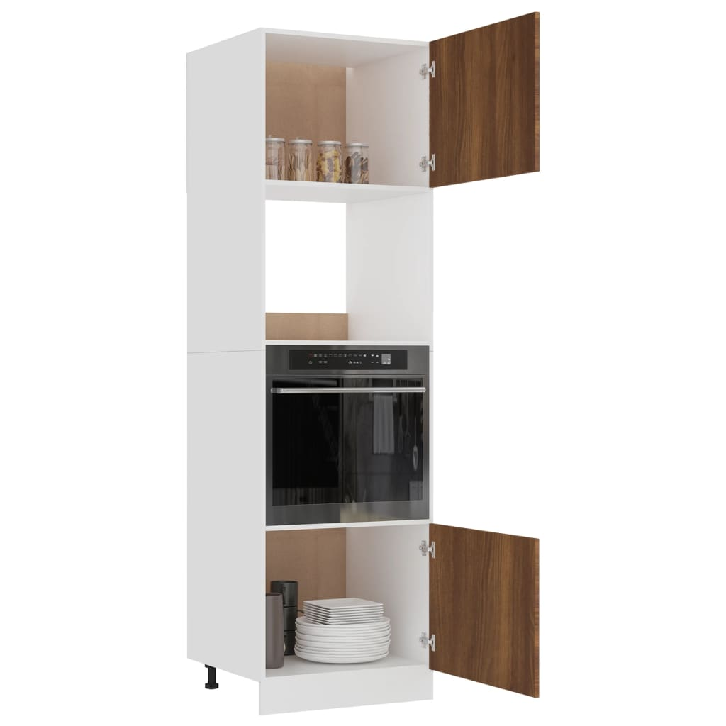 vidaXL Microwave Cabinet Brown Oak 60x57x207 cm Engineered Wood