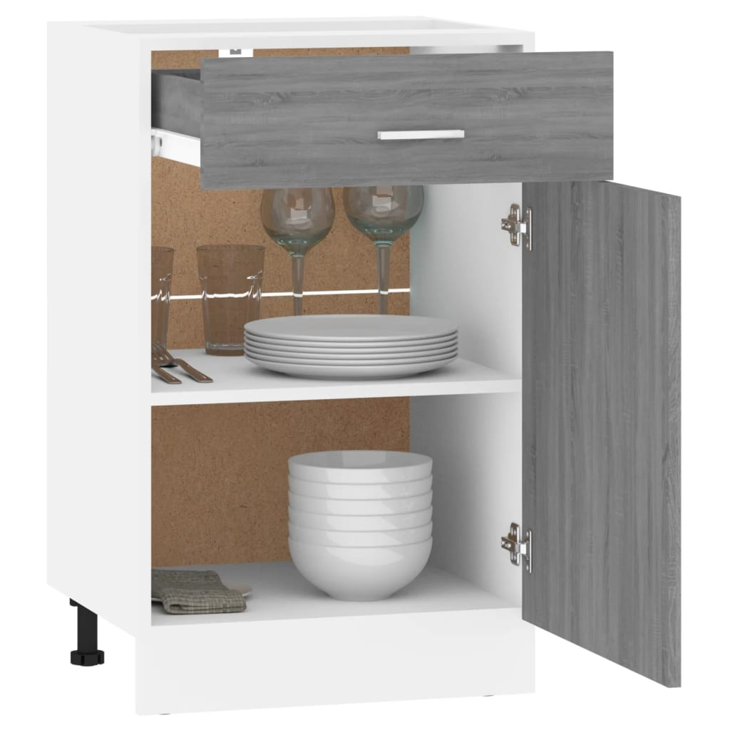 vidaXL Drawer Bottom Cabinet Grey Sonoma 50x46x81,5 cm Engineered Wood