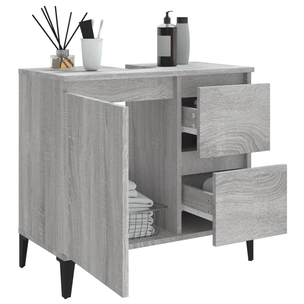 vidaXL Bathroom Cabinet Grey Sonoma 65x33x60 cm Engineered Wood