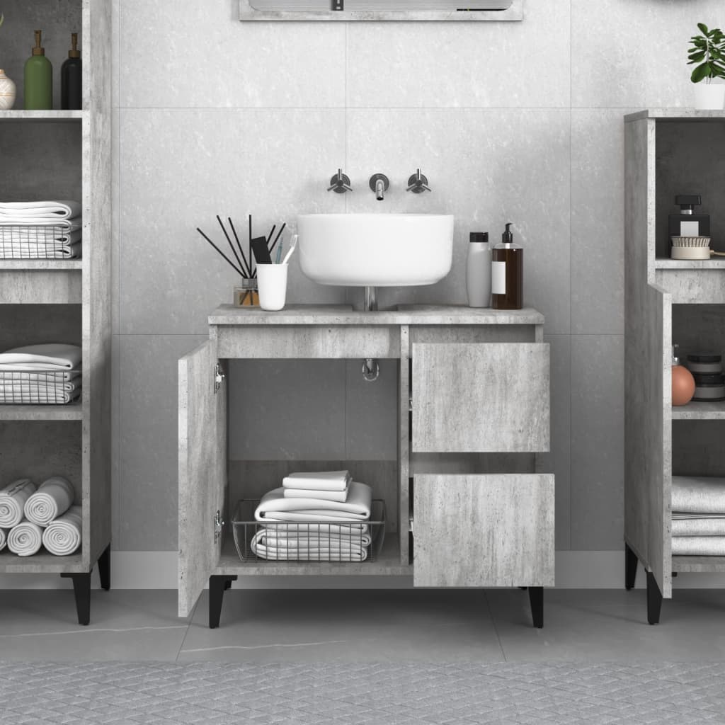 vidaXL Bathroom Cabinet Concrete Grey 65x33x60 cm Engineered Wood