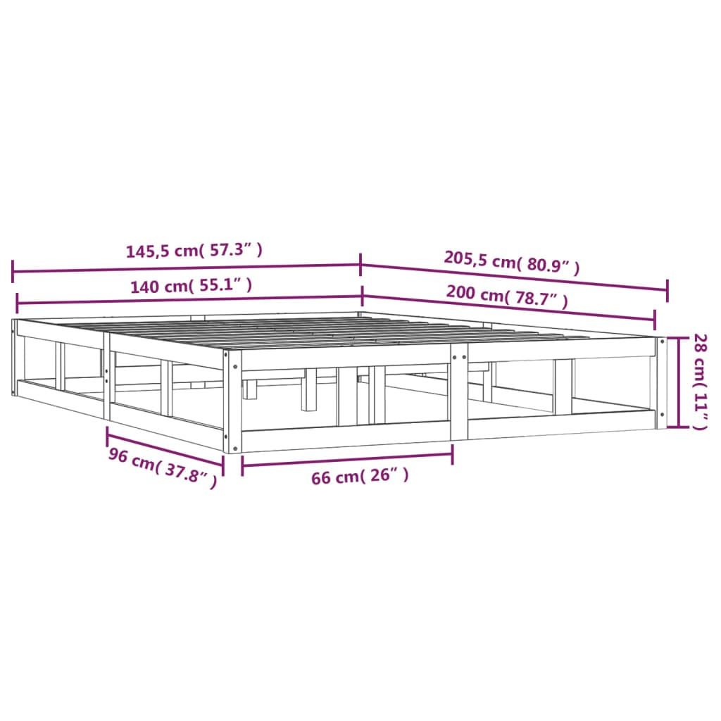 vidaXL Bed Frame 140x200 cm Solid Wood