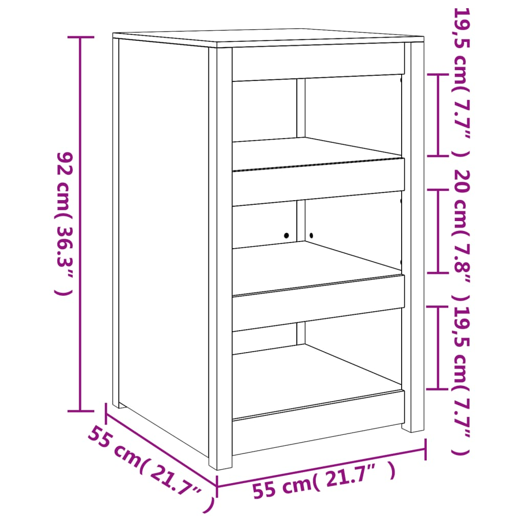 vidaXL Outdoor Kitchen Cabinet 55x55x92 cm Solid Wood Douglas