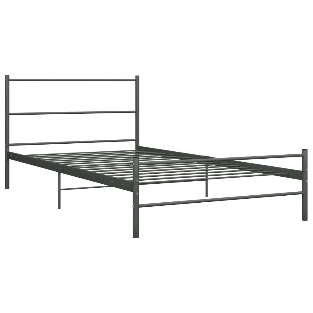 vidaXL Bed Frame Grey Metal 100x200 cm