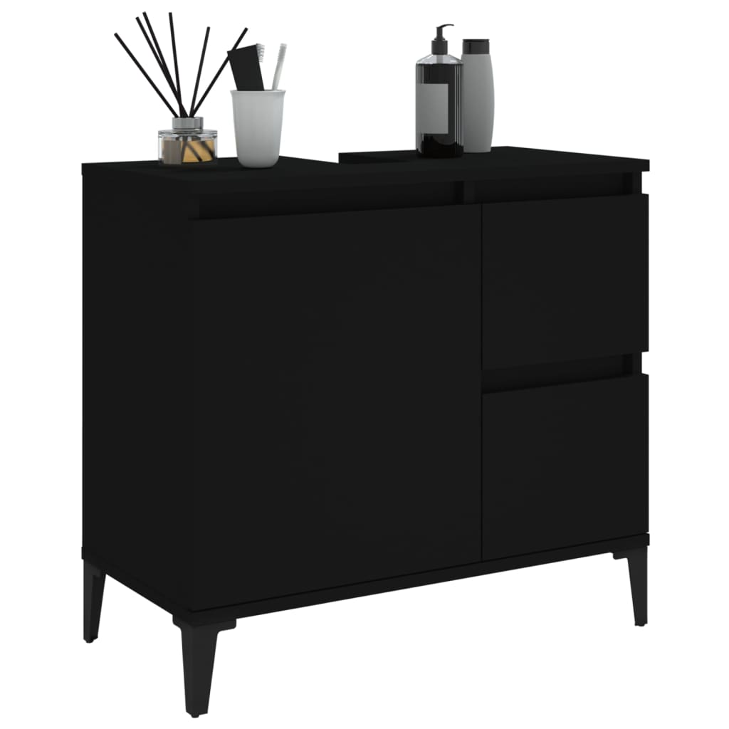 vidaXL Bathroom Cabinet Black 65x33x60 cm Engineered Wood