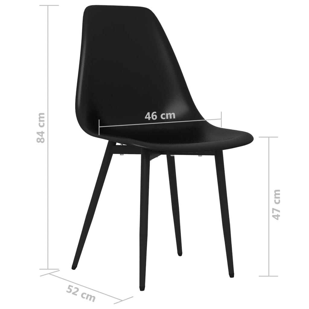 vidaXL Dining Chairs 2 pcs Black PP