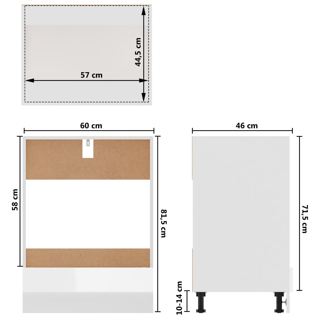 vidaXL Oven Cabinet High Gloss White 60x46x81.5 cm Engineered Wood