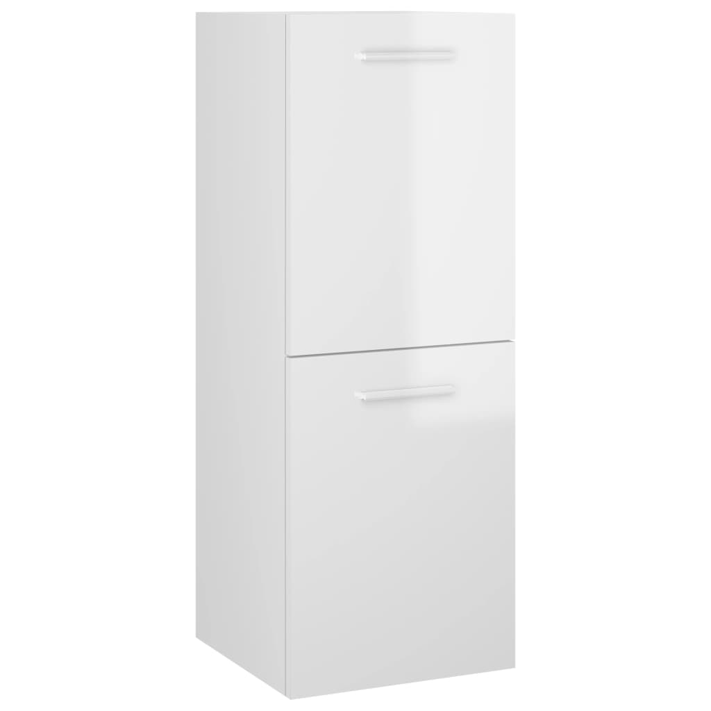 vidaXL Bathroom Cabinet High Gloss White 30x30x80 cm Engineered Wood