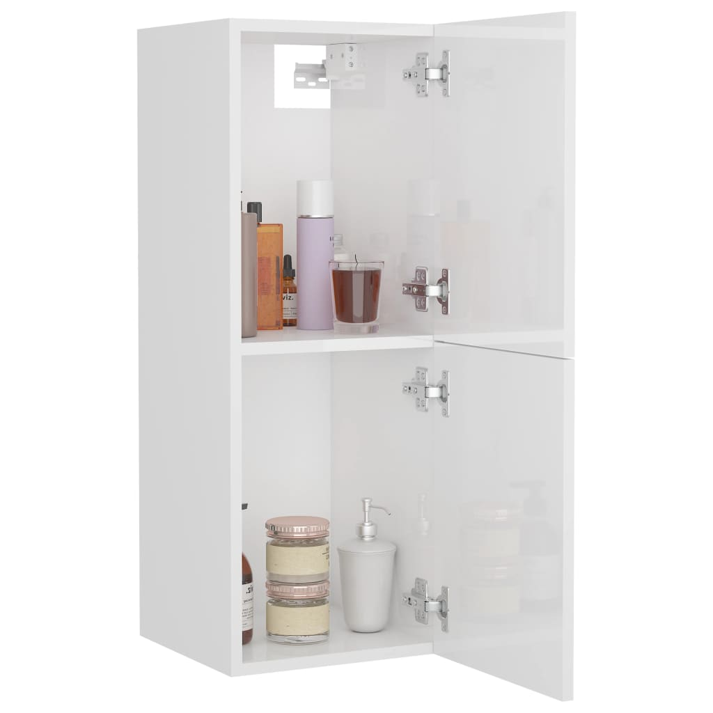 vidaXL Bathroom Cabinet High Gloss White 30x30x80 cm Engineered Wood