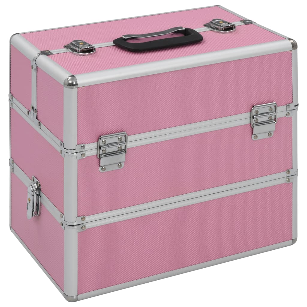 vidaXL Make-up Case 37x24x35 cm Pink Aluminium