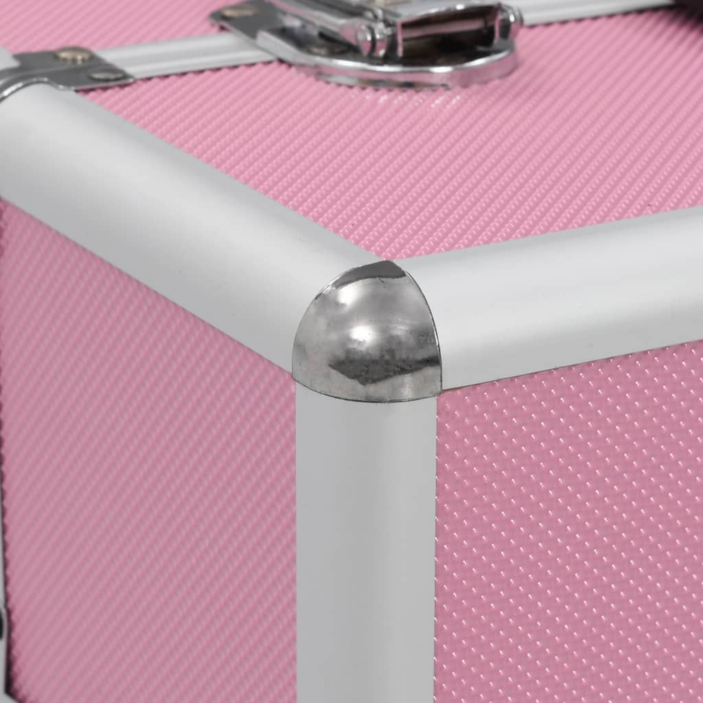 vidaXL Make-up Case 37x24x35 cm Pink Aluminium