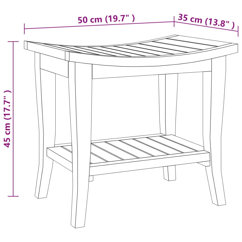 vidaXL Bathroom Side Table 50x35x45 cm Solid Wood Teak