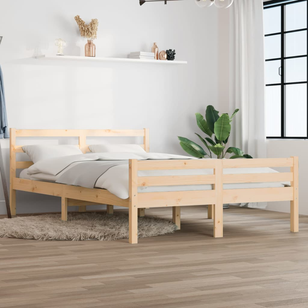 vidaXL Bed Frame Solid Wood 140x190 cm