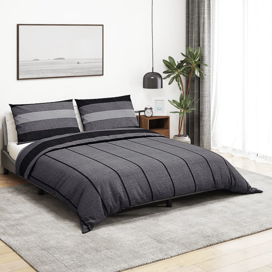 vidaXL Duvet Cover Set Dark Grey 220x240 cm Cotton