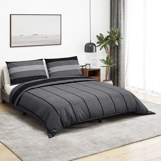 vidaXL Duvet Cover Set Dark Grey 200x220 cm Cotton