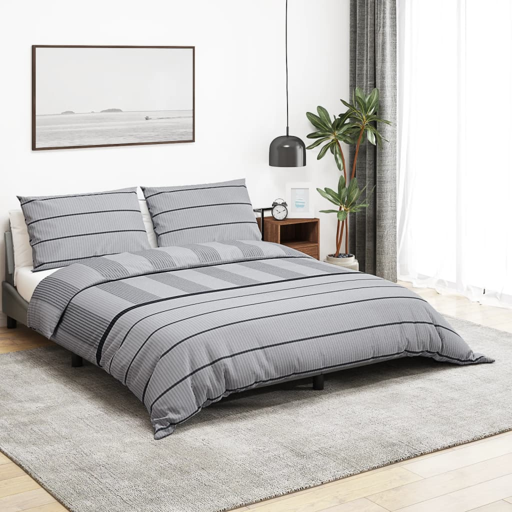 vidaXL Duvet Cover Set Grey 140x200 cm Cotton